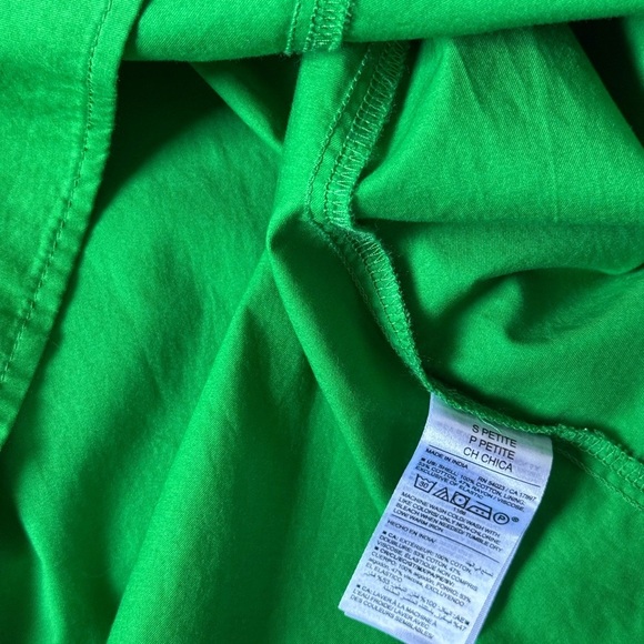 Old Navy Puff Sleeve Chambray Midi Dress Green Small Petite - Picture 8 of 9